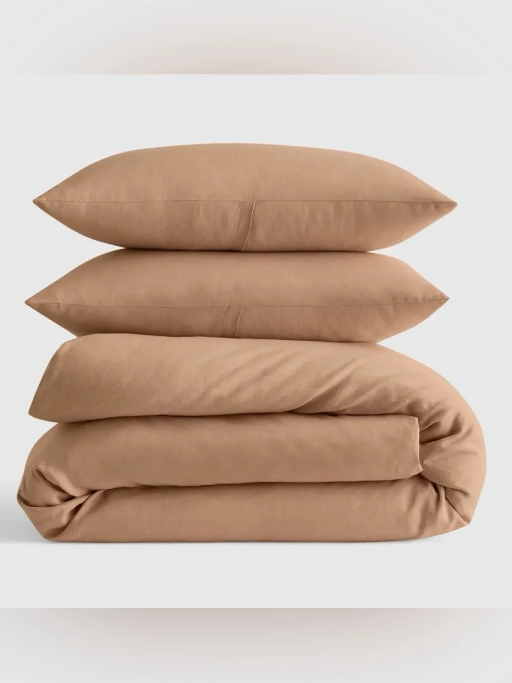 Quince European Linen 3 Piece Duvet Cover Set, King/Cal (Latte)
